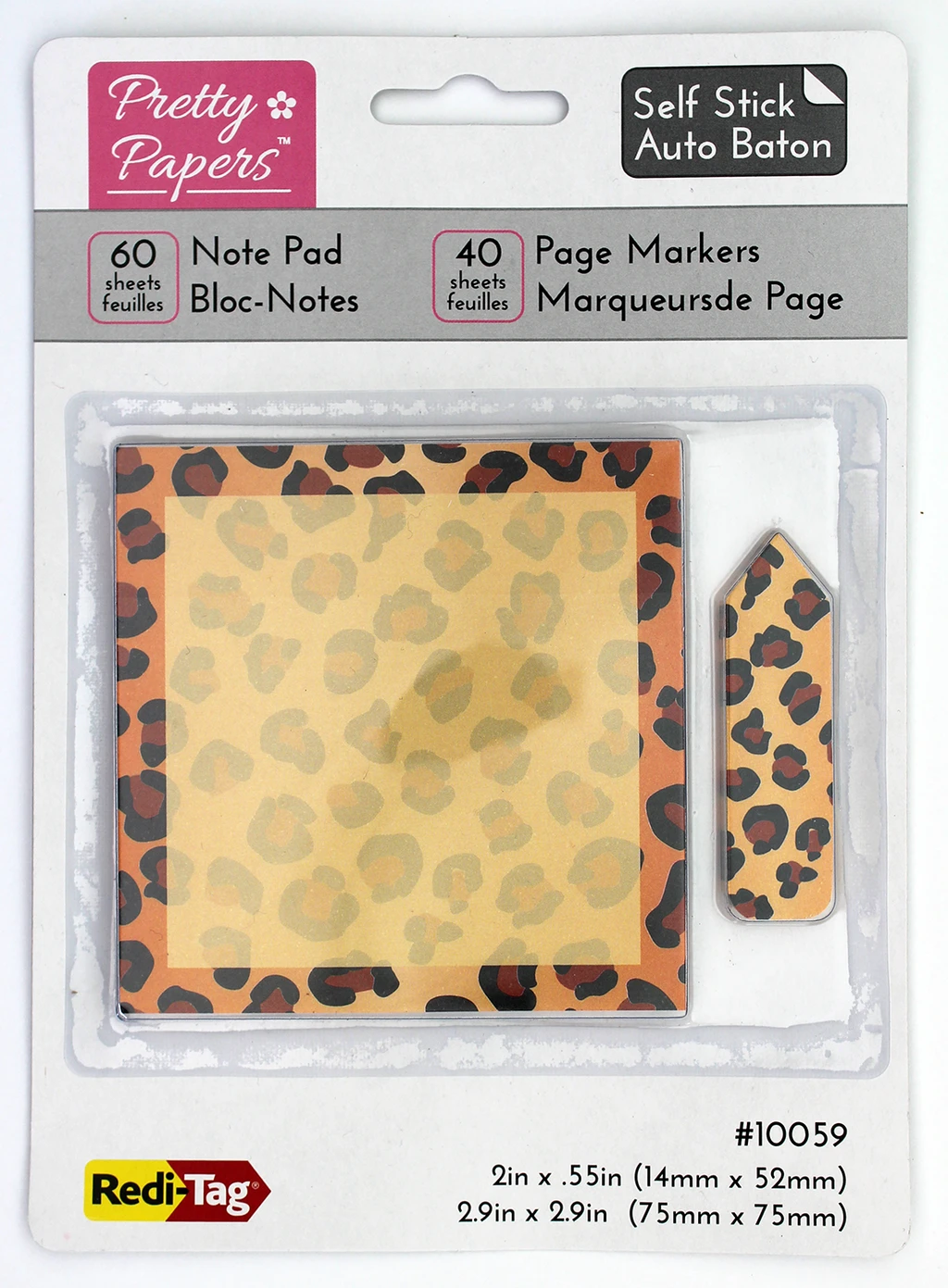 Redi-Tag Sticky Note with Page Markers - Cheetah Print