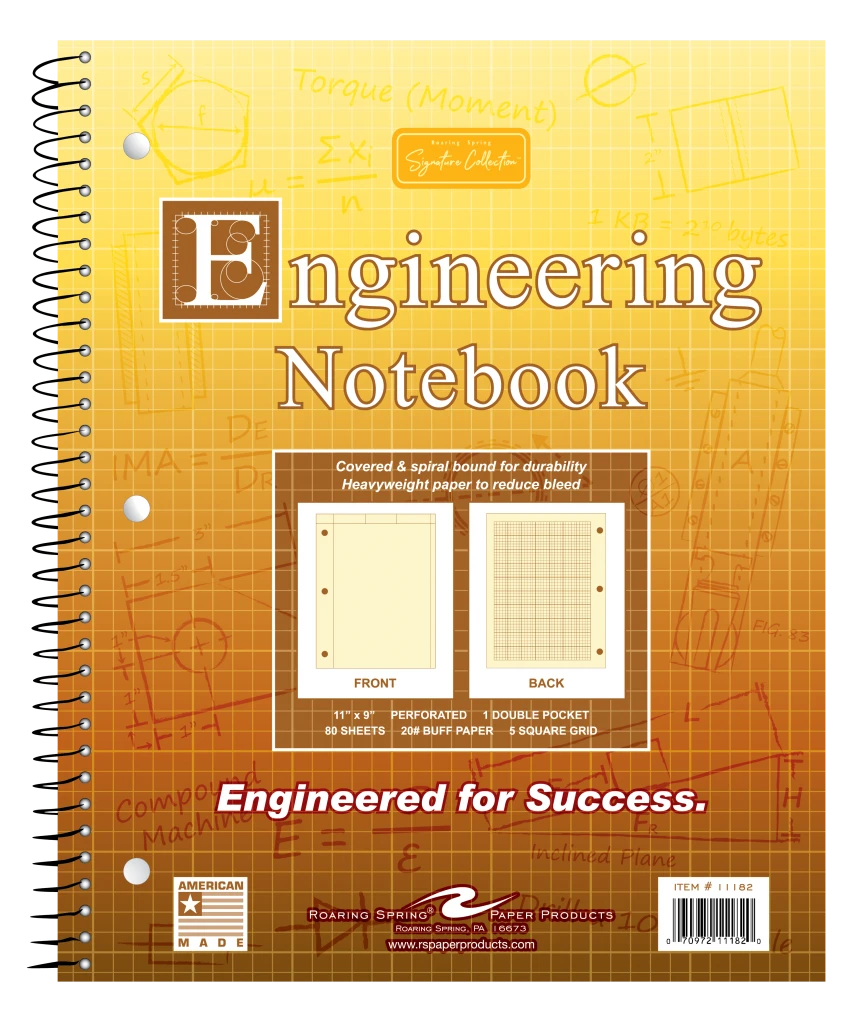 Roaring Springs Wirebound Engineering Notebook - 8.5" x 11" - Buff