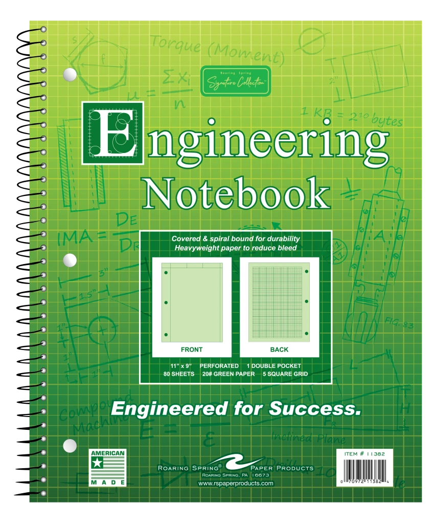 Roaring Springs Wirebound Engineering Notebook - 8.5" x 11" - Green