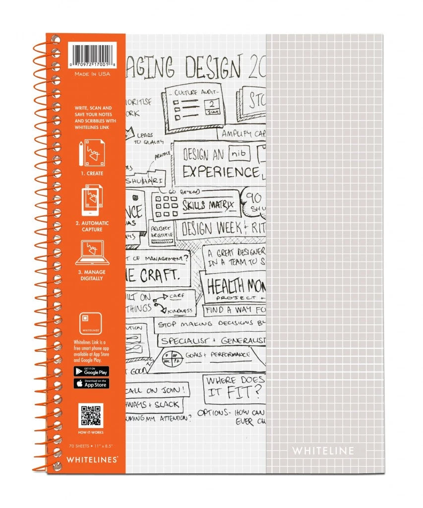 Whitelines Wirebound Graph Notebook