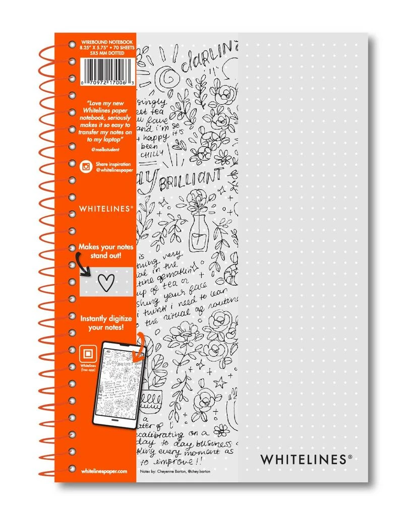Whitelines Wirebound Notebooks 8.25" x 5.75" Dotted