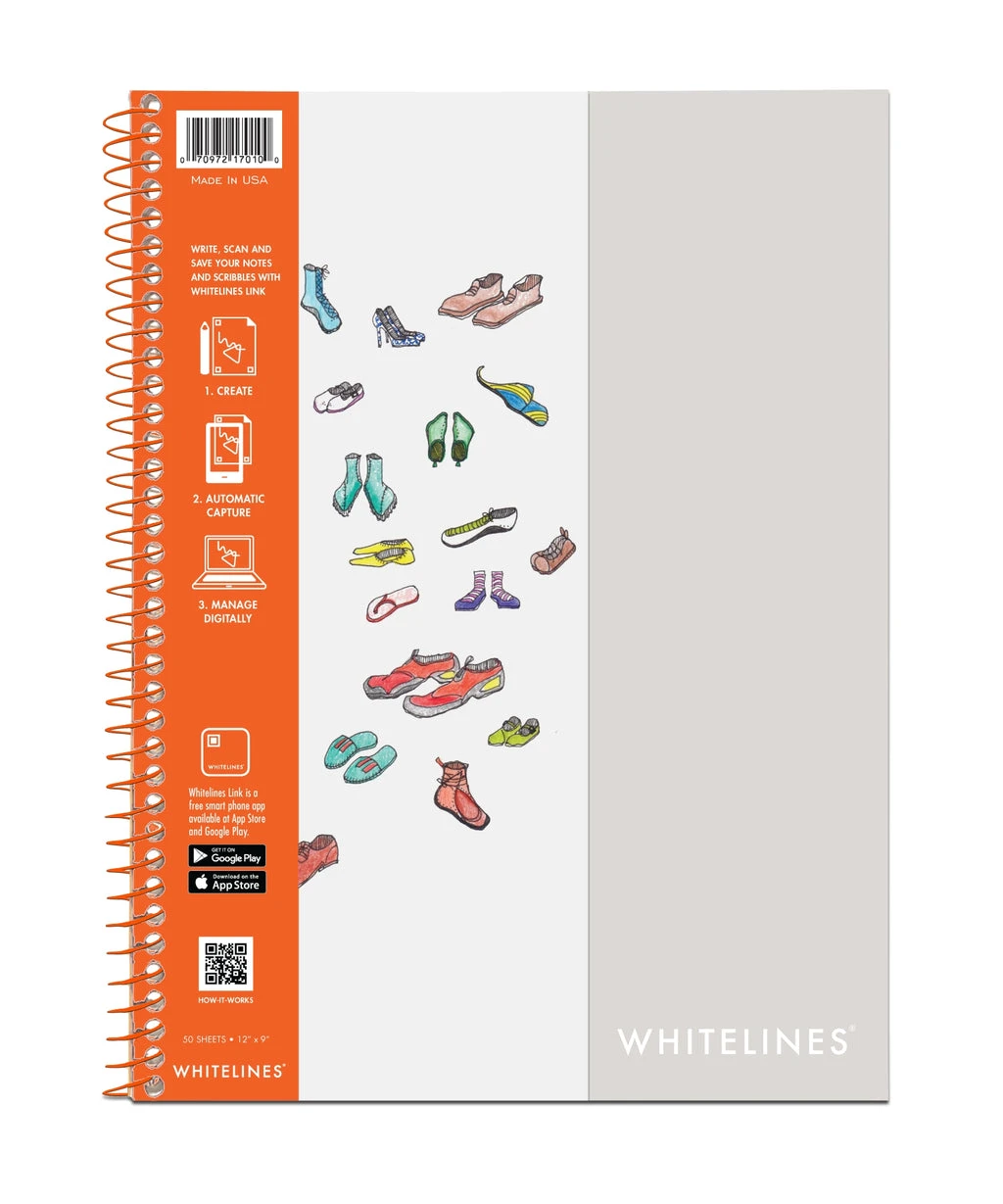 Whitelines Wirebound Sketchbook 12"x9" Plain Paper