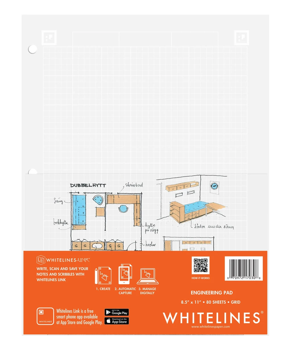 Whitelines Engineering Pad 8.5" X 11" Grid