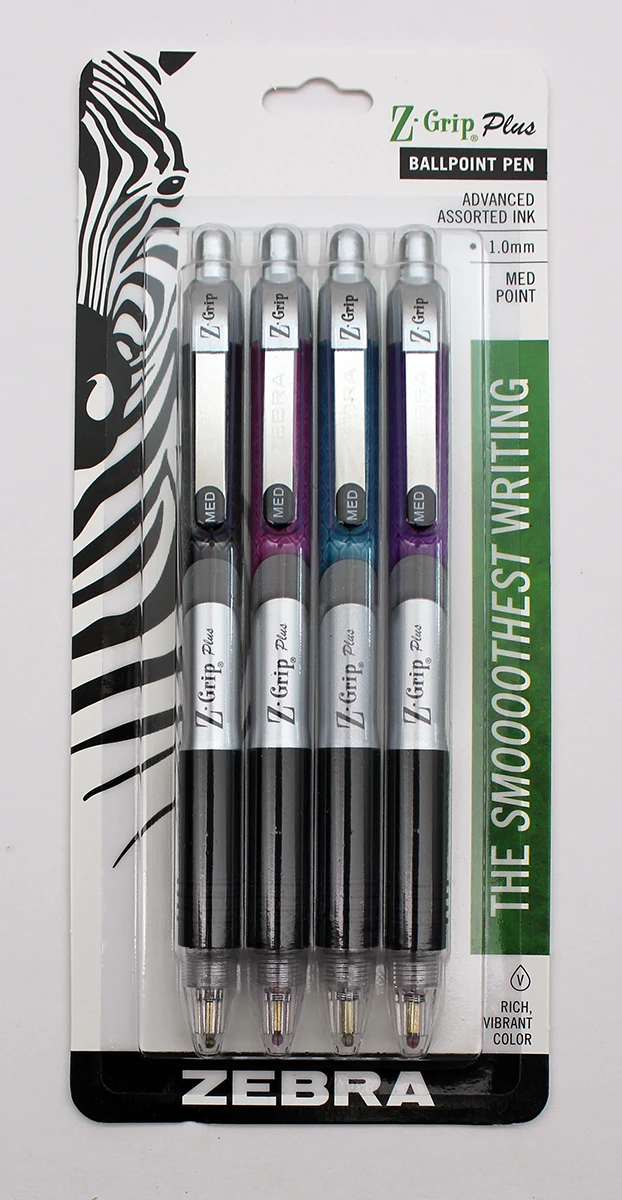 Zebra Z-Grip Plus Ballpoint Retractable Pen 1.0mm Fashion - 4pk