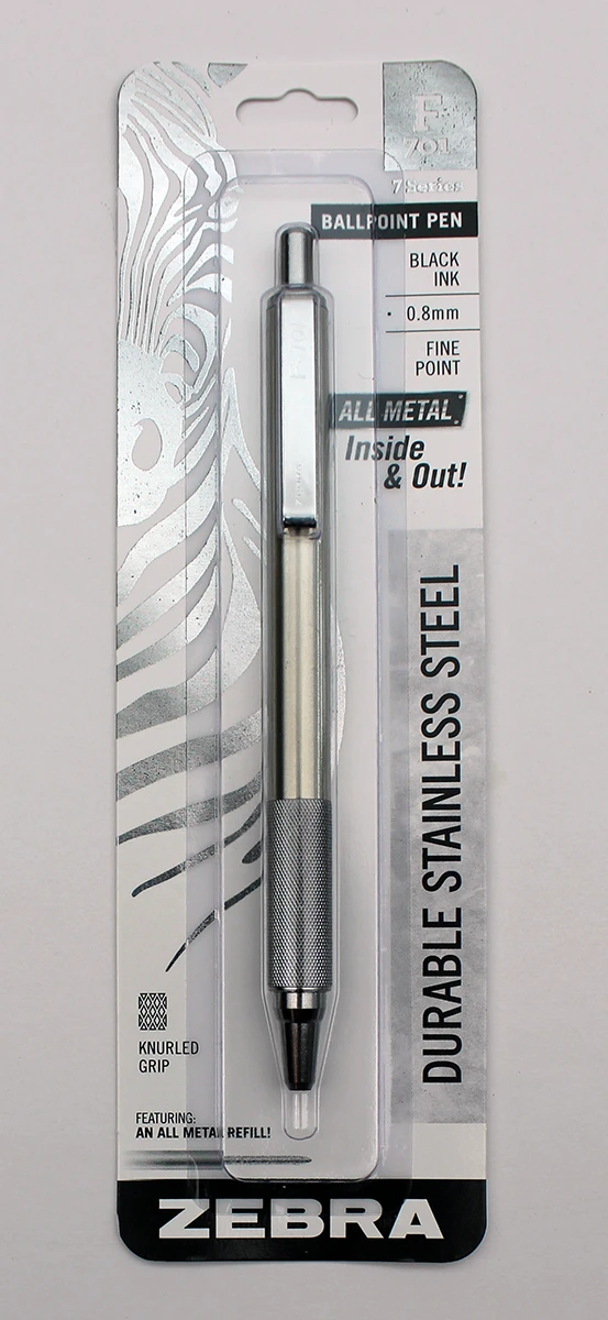 Zebra F-701 Retractable Ballpoint Pen All Metal 0.8mm 1pk - Black