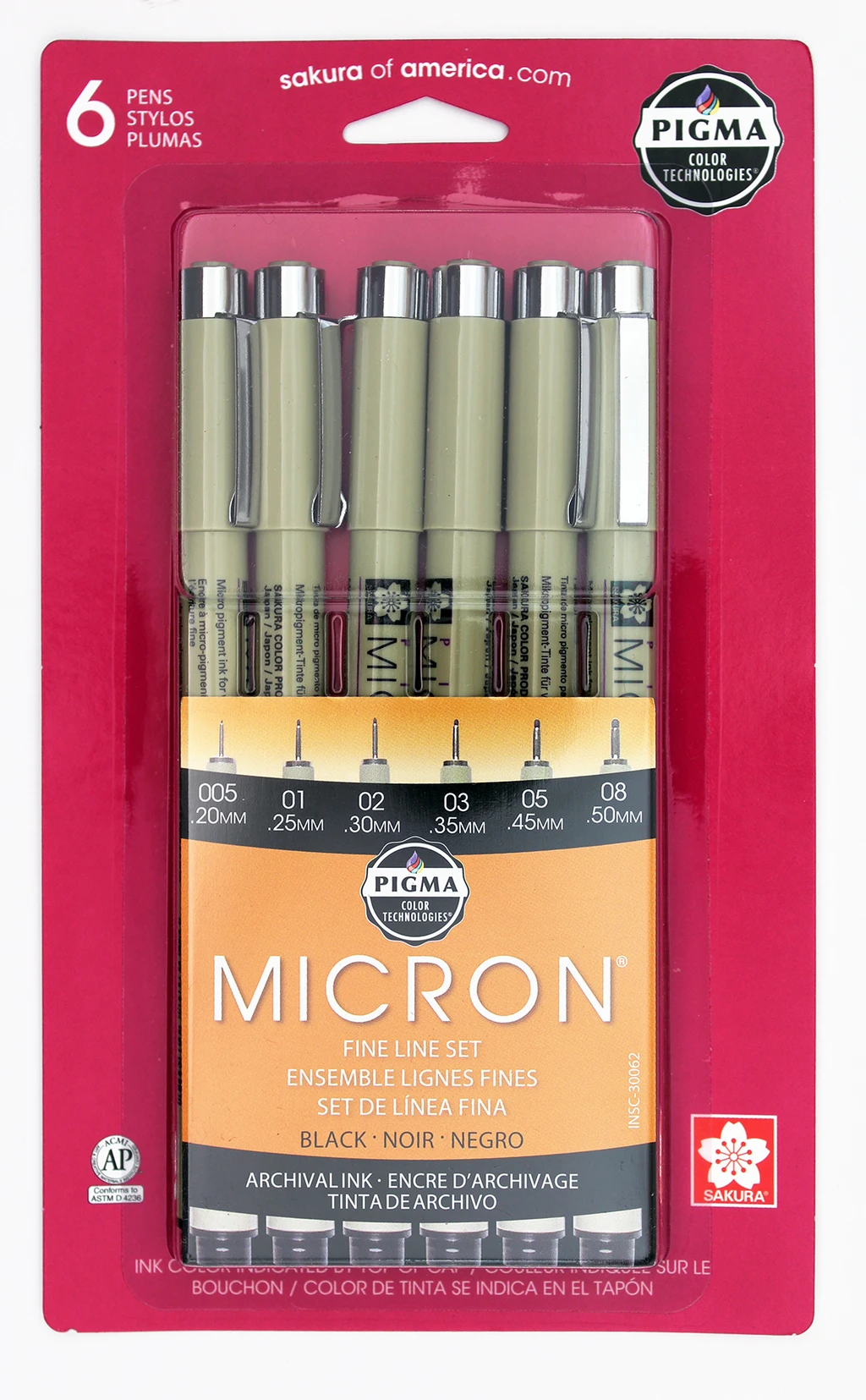 Sakura Pigma Micron - Black - 6 Pack
