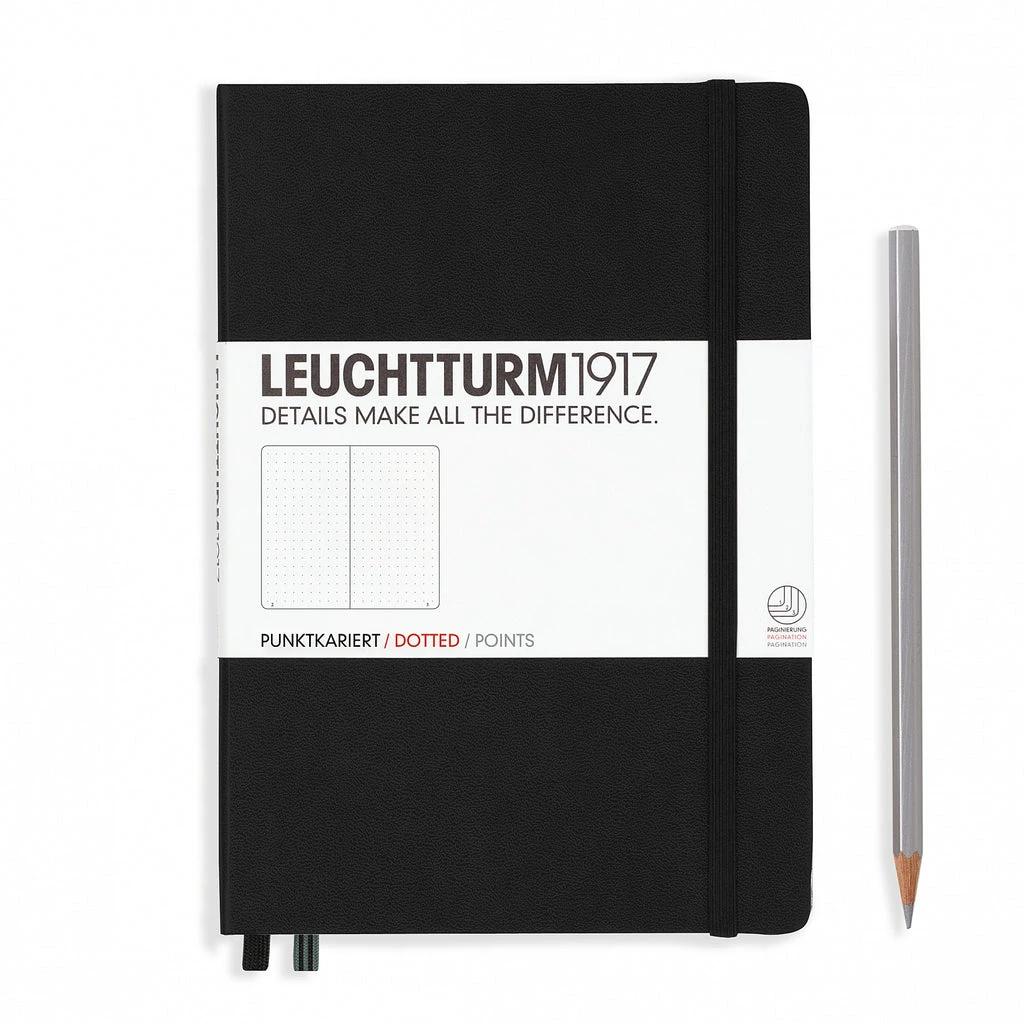 Leuchtturm1917 Medium A5 Notebook, Black - Dot Grid