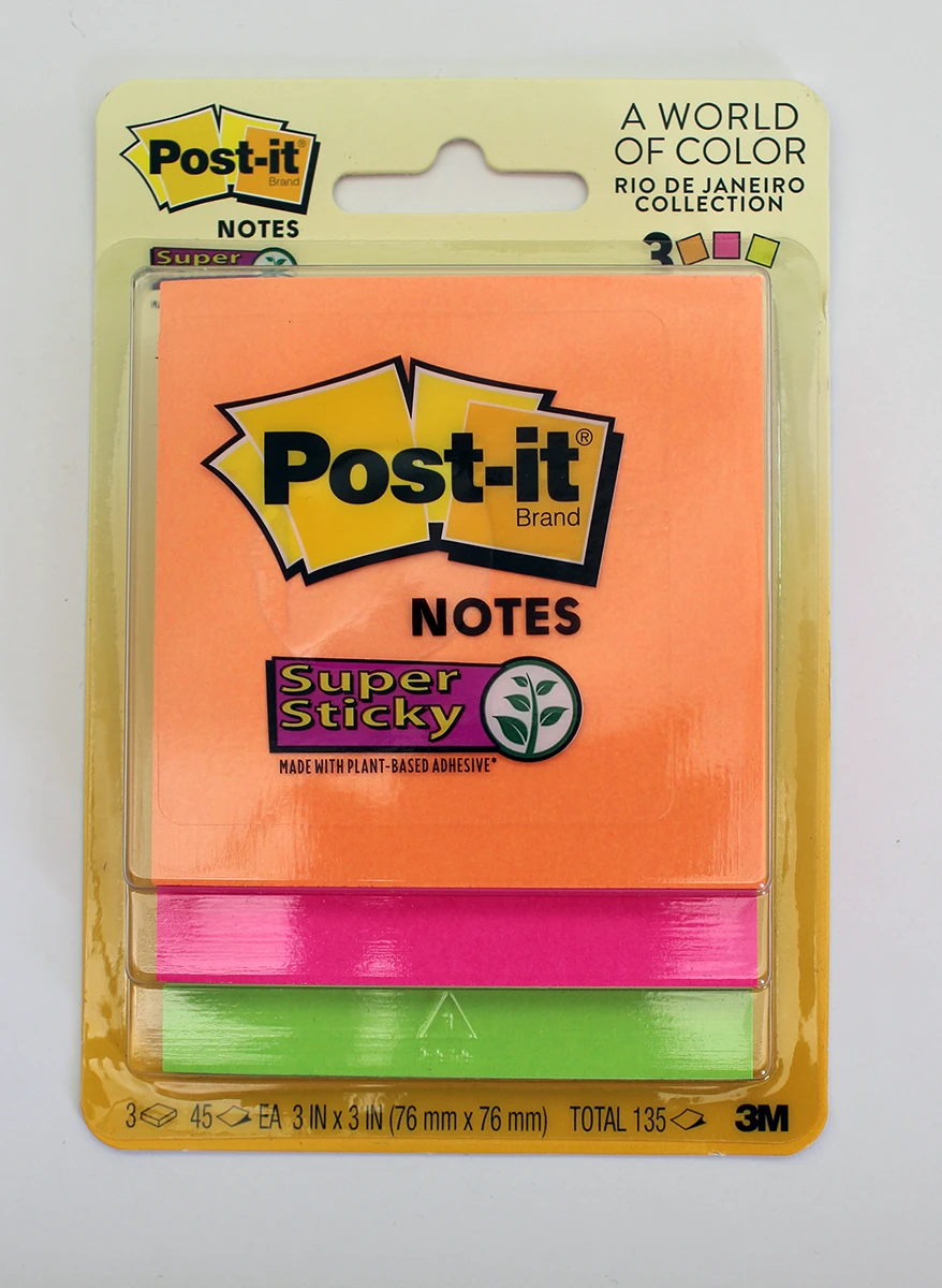 3M Post-it Super Sticky Notes, 3 in. x 3 in. - Rio De Janeiro Collection