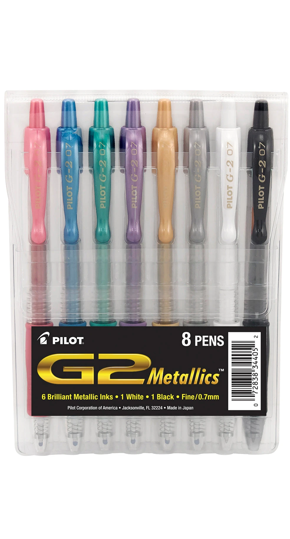 Pilot G2 Metallics Retractable Gel Ink 8 Pack - 0.7mm