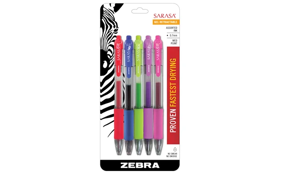 Zebra Sarasa Gel Retractable 0.7mm Assorted Fashion Bright 5 Pack