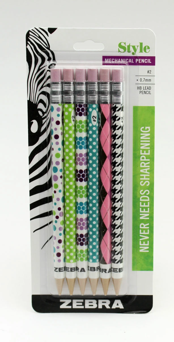 Zebra Style #2 Mechanical Pencil 0.7mm Assorted 6 pack