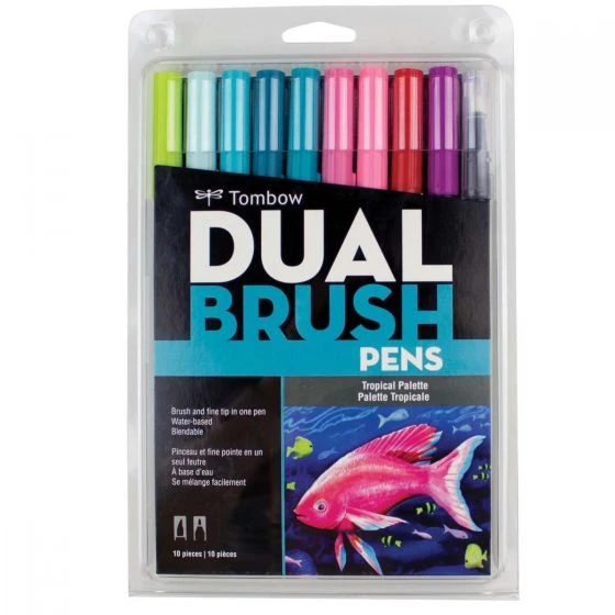 Tombow Dual Brush Pen Set, Tropical - 10 pack