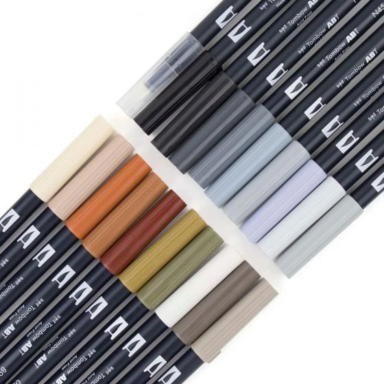 Tombow Dual Brush Pen Set, Neutral Palette - 20 pack