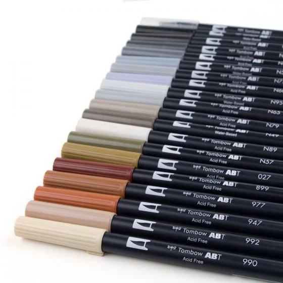 Tombow Dual Brush Pen Set, Neutral Palette - 20 pack