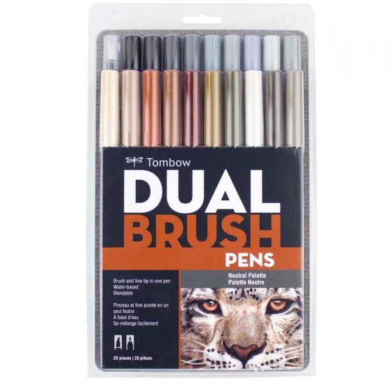 Tombow Dual Brush Pen Set, Neutral Palette - 20 pack