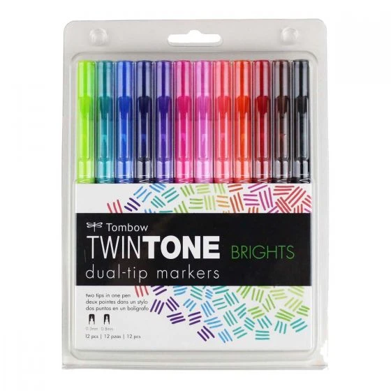 Tombow TwinTone Marker Set, Bright, 12-Pack