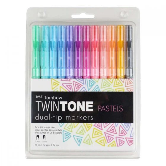 Tombow TwinTone Marker Set, Pastel, 12-Pack