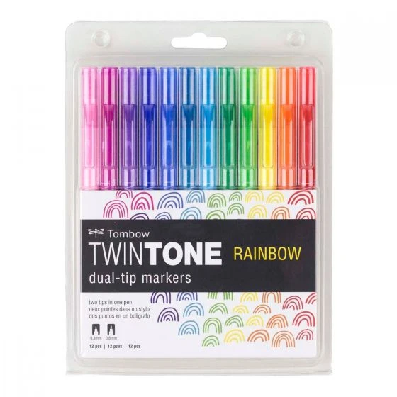 Tombow TwinTone Marker Set, Rainbow, 12-Pack
