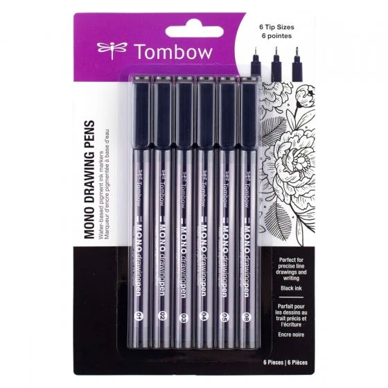 Tombow MONO Drawing Pen, 6-Pack