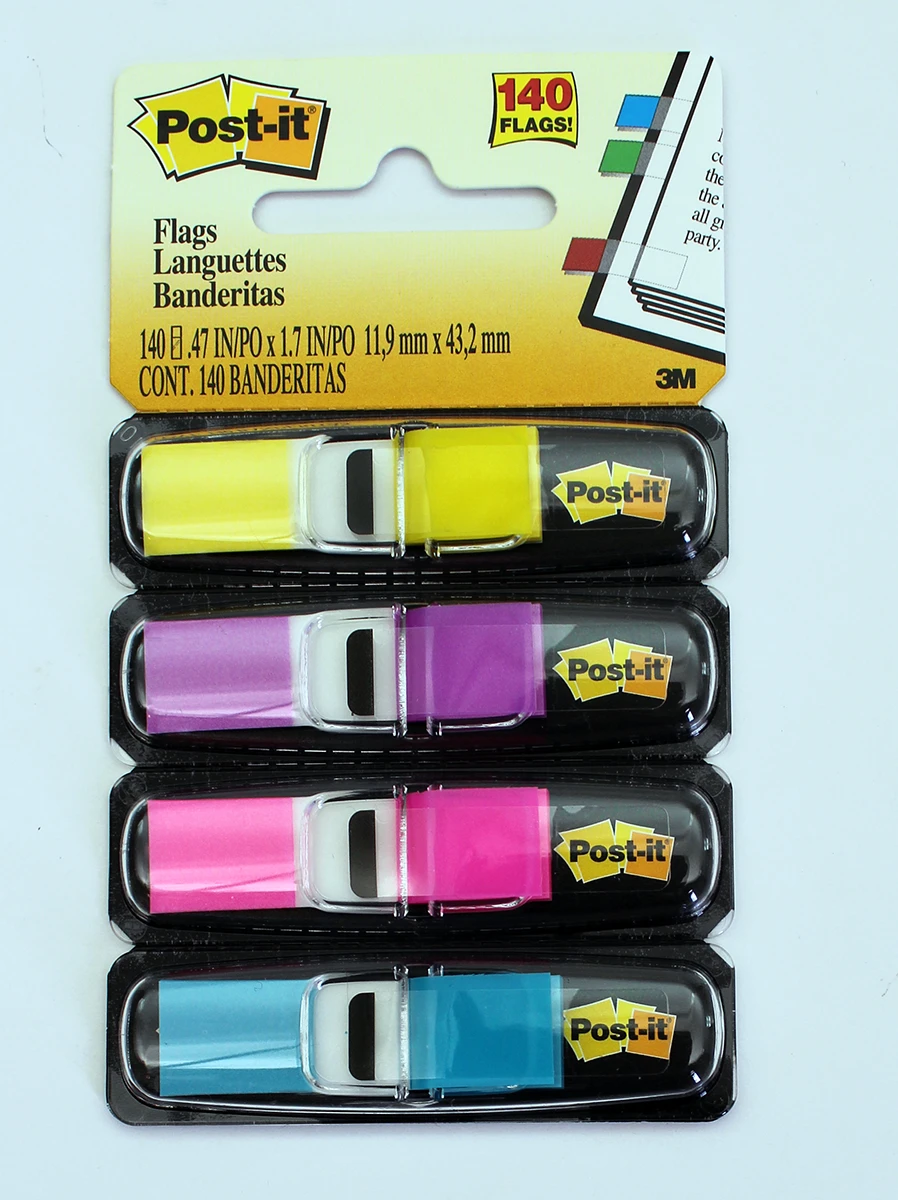 3M Post-It Flags - Black Dispenser - Bright Colors - .47 Wide