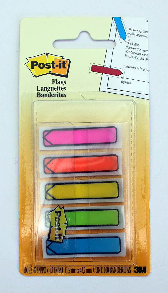 3M Post-It Arrow Flags - Bright Colors - .47 Wide
