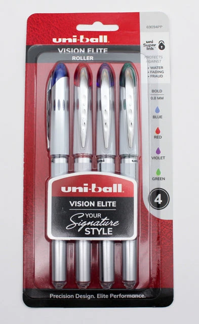 Uniball Vision Elite 4 Pack - 0.8mm