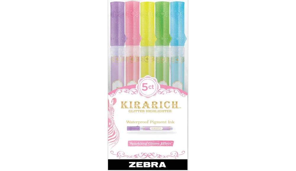 Zebra Kirarich Glitter Highlighter Assorted - 5 Pack