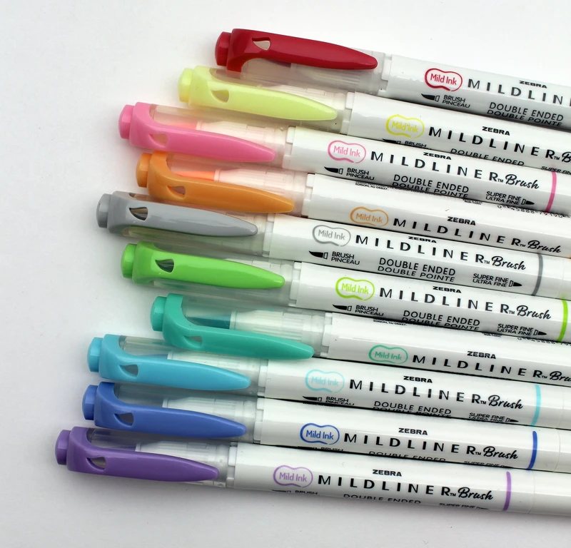 Zebra Mildliner Double Ended Brush Pen Assorted - 10 pack