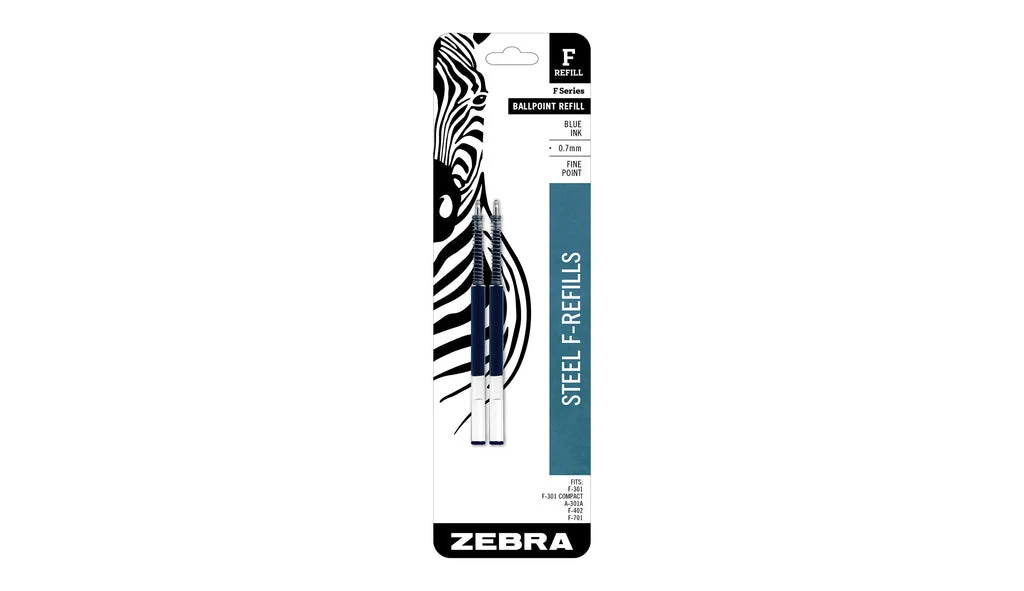 Zebra F-Refill 0.7mm Blue - 2 pack