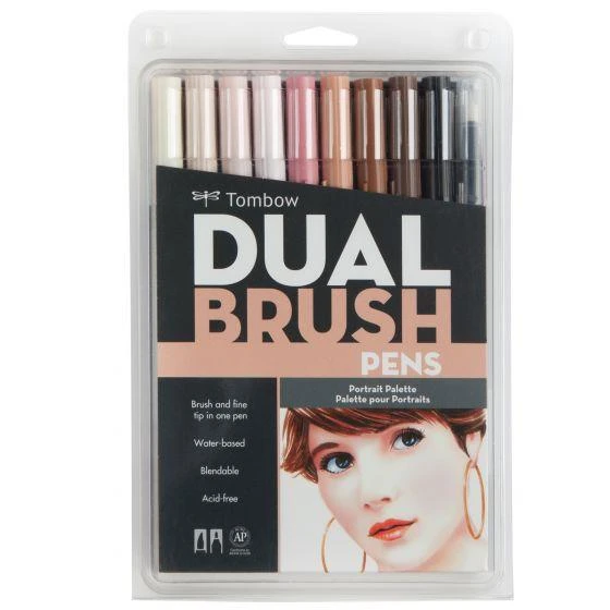 Tombow Dual Brush Pen Set, Portrait - 10 pack