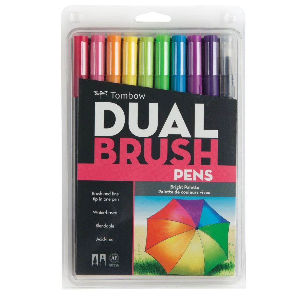 Tombow  Dual Brush Pen Set, Bright - 10 pack