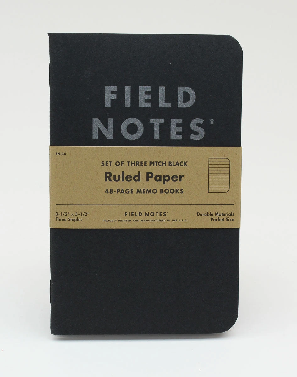 Field Notes Notebook - Pitch Black - Ruled