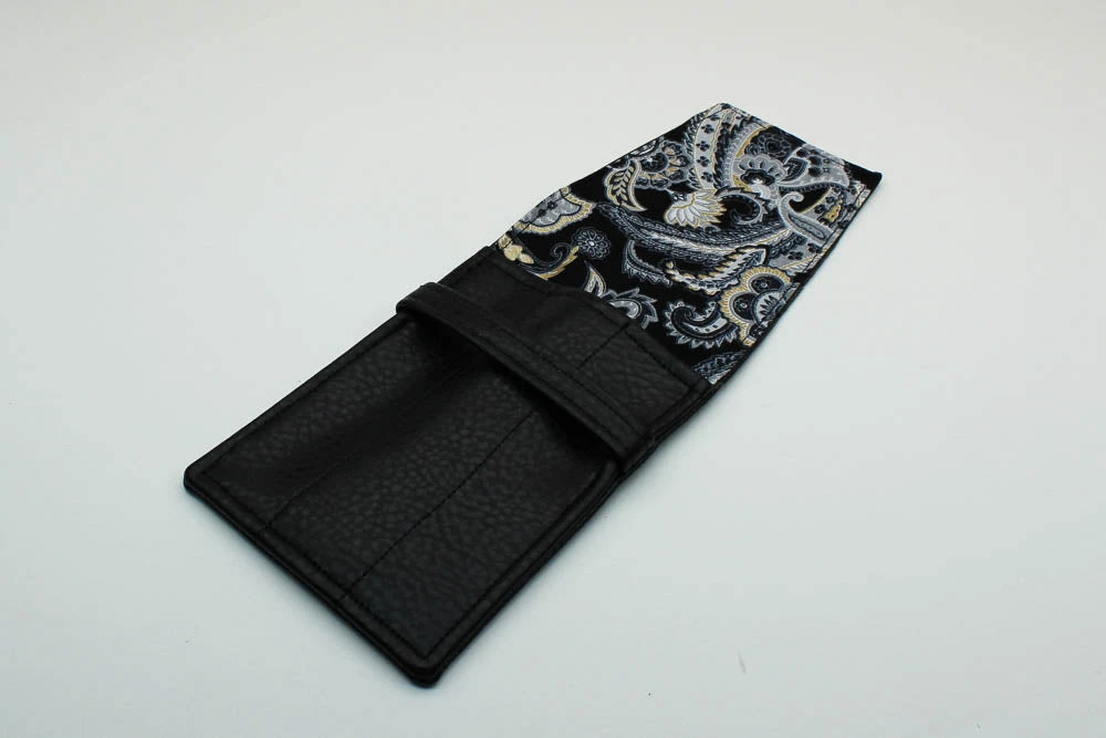Black Leatherette Pen Case - Paisley