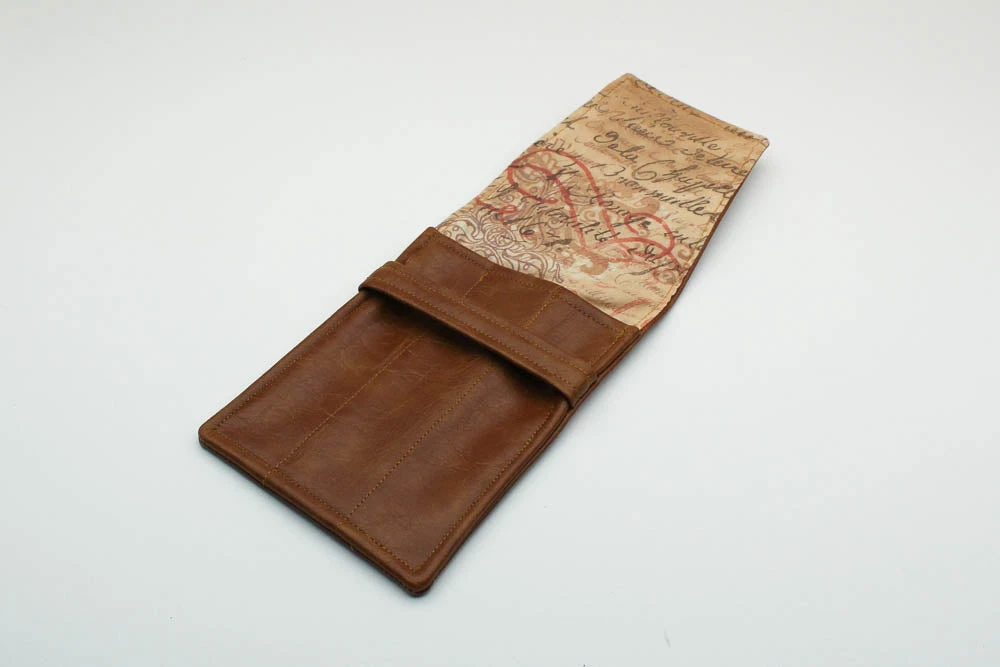 Tan Leatherette Pen Case - Script