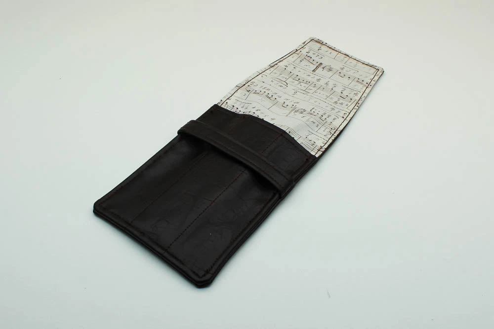 Chocolate Brown Leatherette Pen Case - Music