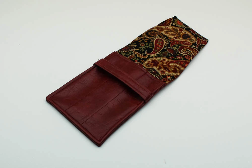Red Leatherette Pen Case - Paisley