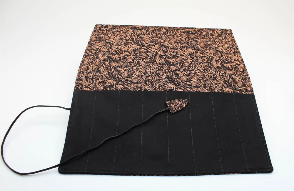 Handmade Pen Roll - Copper Metallic Fabric