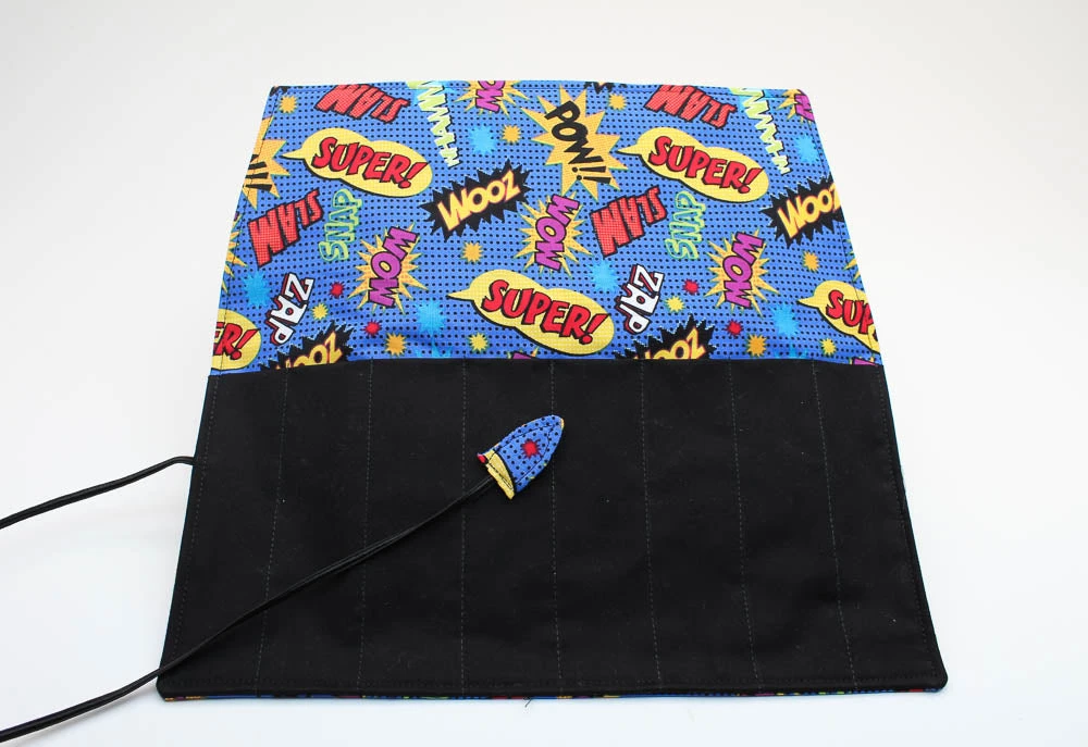 Handmade Pen Roll - Comic Book Fabric