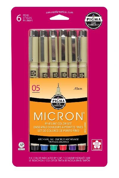 Sakura Pigma Micron 05 Assorted 6 Pack